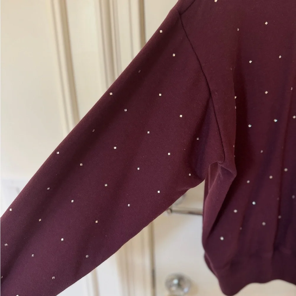 Like NEW Burgundy Sweater with rhinestones - Picture 3 of 6